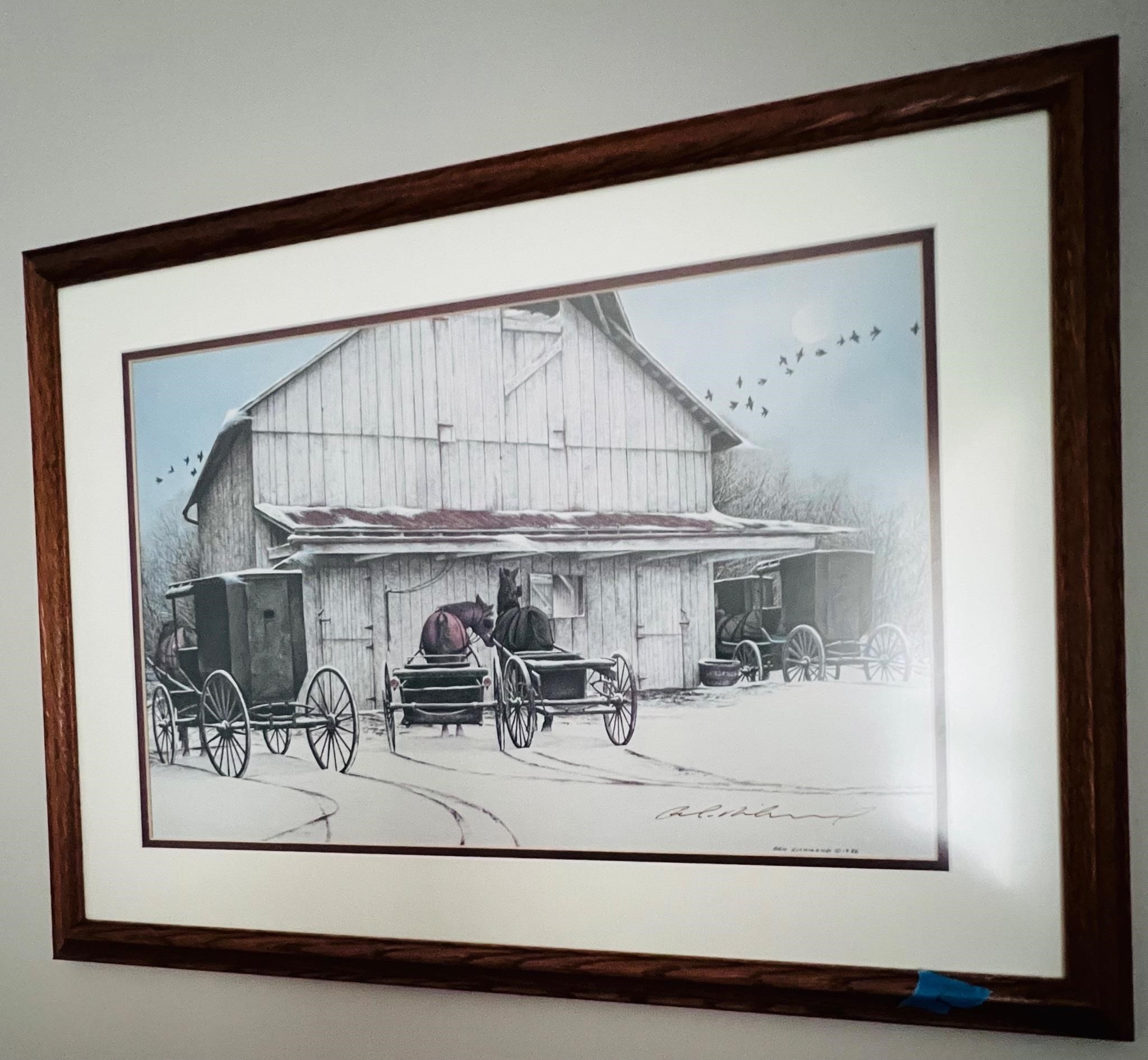 Amish Horse & Buggy & Barn By Ben Richmond Print