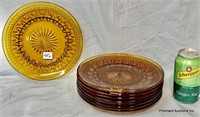 Indiana Glass Set Of 8 Amber Lunch Plates