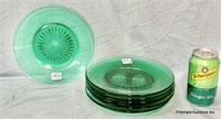 Indiana Glass Set of 7 Dark Green Lunch Plates