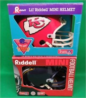 2x NFL Football Riddell Mini Helmet CHIEFS CHARGER