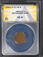 1869/69 1C Indian Cent ANACS VG8 RPD