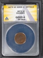 1872 1C Indian Cent ANACS G4
