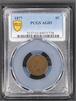 1877 1C Indian Head Cent PCGS AG3 KEY DATE