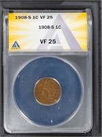1908-S 1C Indian Cent ANACS VF25