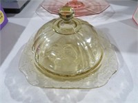 FEDERAL GLASS MADRID AMBER BUTTER DISH