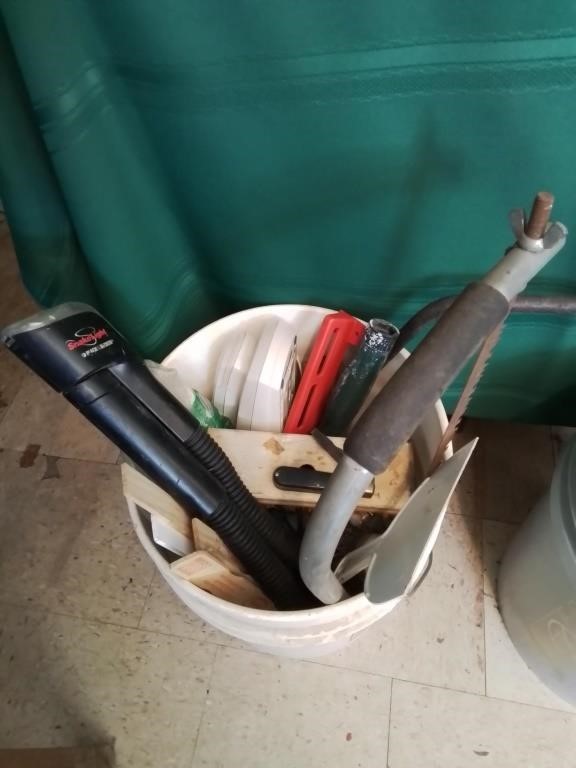 5 gallon white bucket with tools miscellaneous i