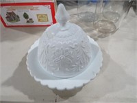 INDIANA GLASS MILKGLASS BUTTER DISH