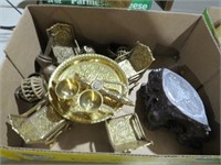 BOX OF BRASS ITEMS, TABLE CHAIRS MADE IN  INDIA