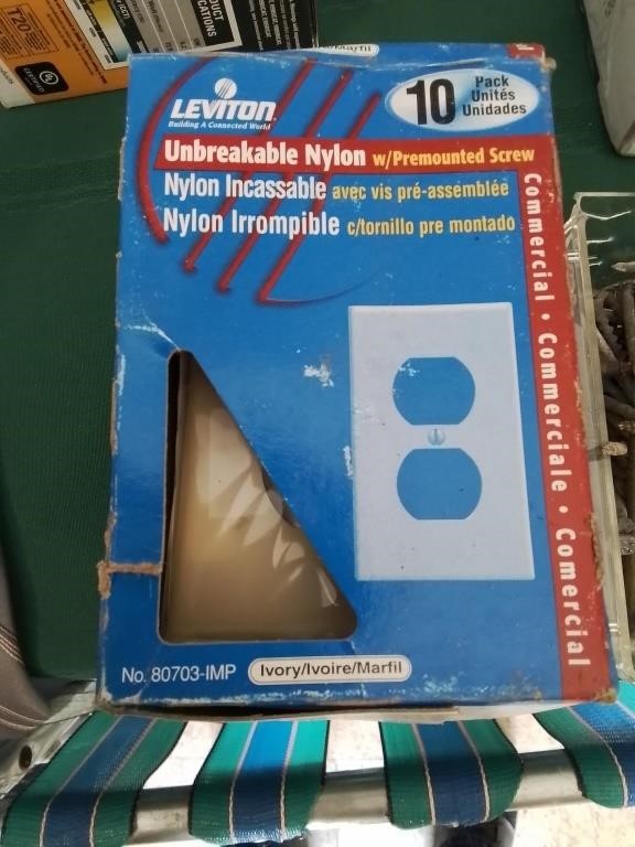 Leviton unbreakable nylon outlet covers and a b