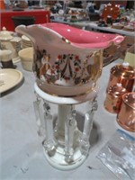 PINK & GOLD LUSTER VASE WITH GLASS PRISIM