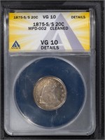 1875-S/S 20C Twenty Cent Piece ANACS VG10  MPD-002