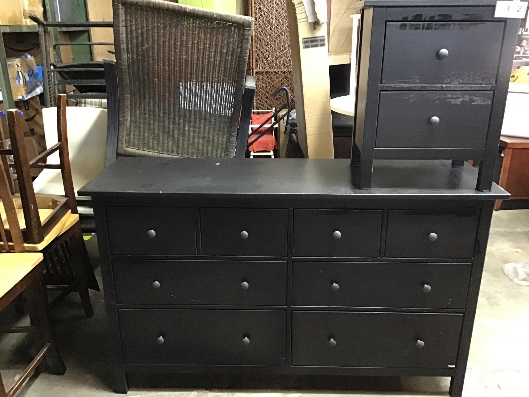 Black Dresser with Matching Side Table