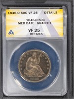 1846-O 50C Seated Liberty Half ANACS VF25 Med Date