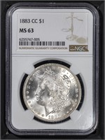 1883 CC $1 Morgan Dollar NGC MS63 Great Eye Appeal