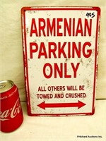 Tin Sign " Armenian Parking"