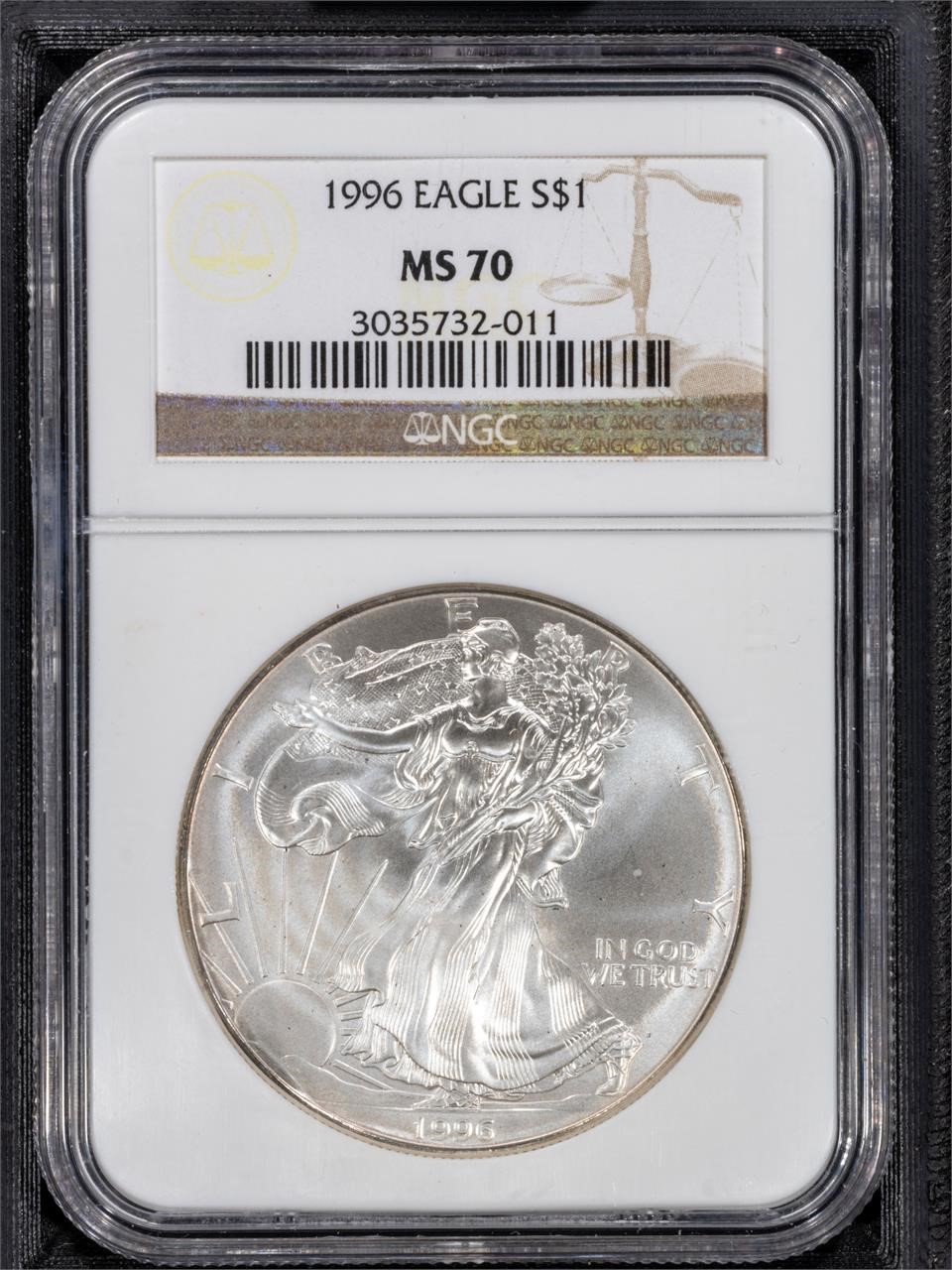 1996 S$1 Silver Eagle NGC MS70