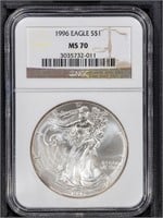 1996 S$1 Silver Eagle NGC MS70