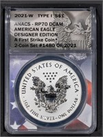 2021-W S$1 Silver Eagle ANACS RP70DCAM Designer Ed