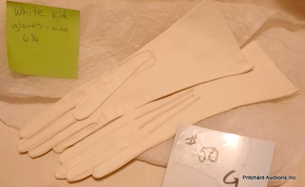 Women's White Kid Gloves Size 6 1/4
