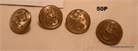 4 Military Canadian Naval Buttons