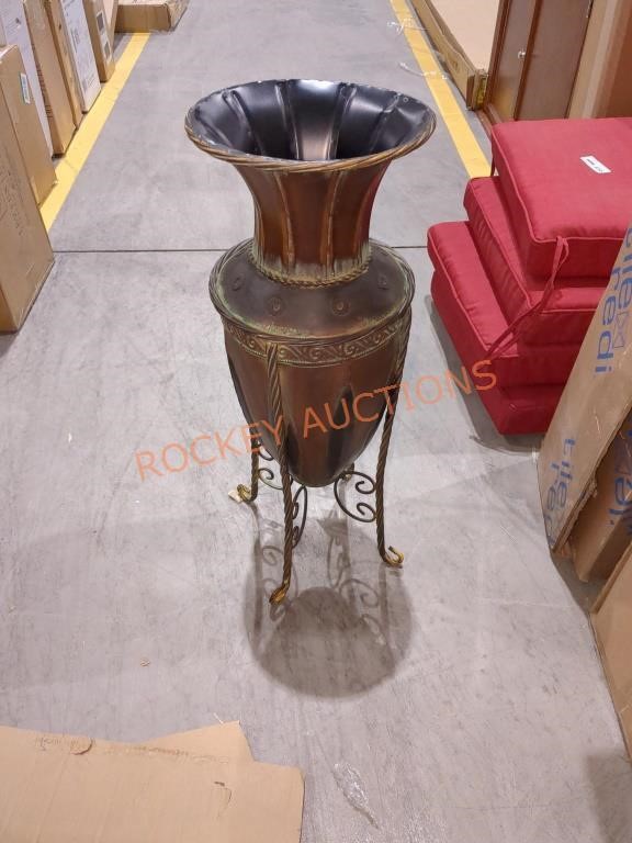 27 in. Brown Tall Metal Decorative Vase