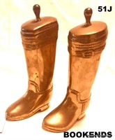 Set Of Heavy Solid Brass Riding Boot Bookends
