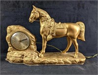 Gold Colored Horse Statue Clock