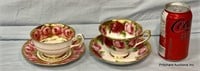 2 Large Rose Teacup & Saucer Sets