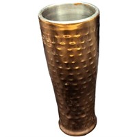 Hammered Design Copper Tone Metal Vase