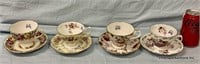 4 English Floral Teacup & Saucer Sets