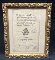 Framed French Book Cover Ordonnance Du Roy 1851