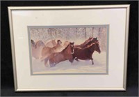 Framed Photo Of Eight Horses Running In The Snow