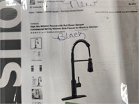 NEW BLACK HIGH ARC KITCHEN FAUCET W/ PULL DOWN