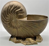 Hollywood Regency Brass Nautilus Shell Sculpture &