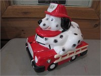 dalmatian firetruck cookie jar