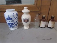 amber poison bottles,medicine bottle & vases