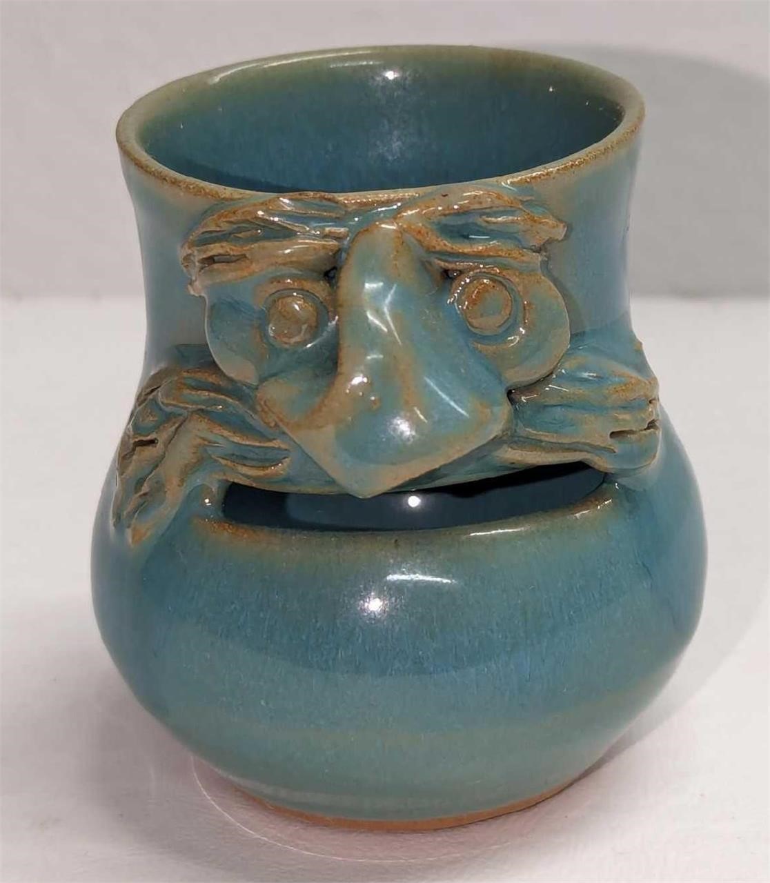 Potts Pottery Whimsical Man Face Succulant Vase