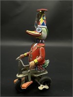 Vintage Schylling Wind-Up Tin Toy- Duck on Bike