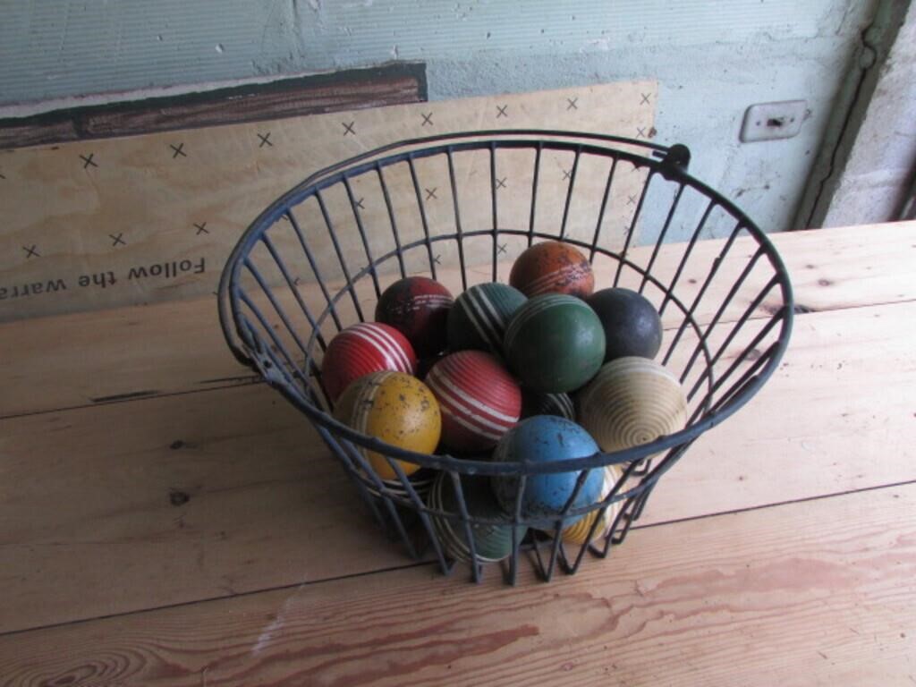 egg basket & croquet balls