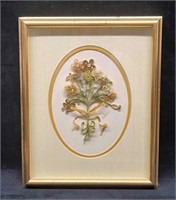 Vintage Signed & Framed Quilled Paper Floral Bouqu