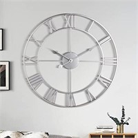 Large Wall Clock, Metal Retro Roman Numeral