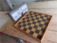 mailbox & wood checkerboard