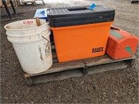 2- Orange Tool Boxes w/ Misc Tools
