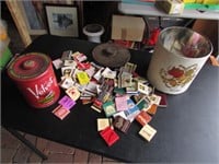 velvet tobacco tin & all advertising matches & tin