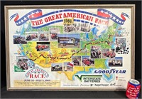 1986 The Great American Race Framed Poster