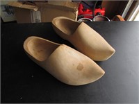 2 large wooden shoes