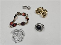 Large Trifari Lot Earrings, Ring, Brooch, Bracelet