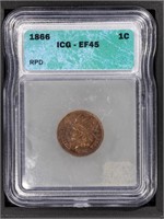 1866 1C Indian Head Cent ICG EF45 RPD