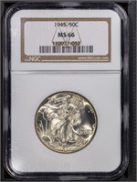 1945 50C Liberty Walking Half NGC MS66