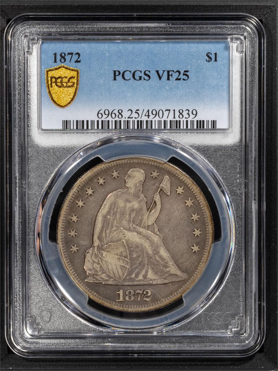 1872 $1 Seated Liberty Dollar PCGS VF25